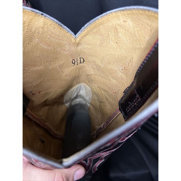 Ariat 38563 Leather Round Toe Cowboy Western Boots Size 9.5 D Men Black Red - Picture 9 of 12